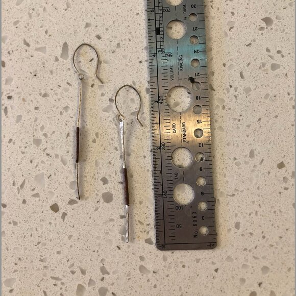 Handmade Aluminum & Copper Wire Dangle Earrings - Picture 2 of 2